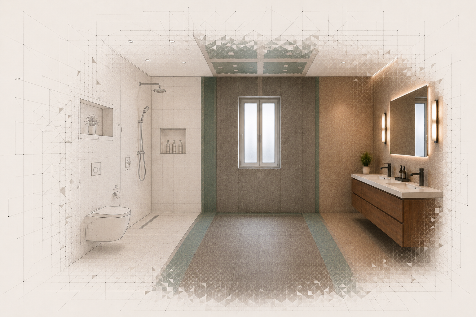Architectural visualisation of a renovated bathroom interior